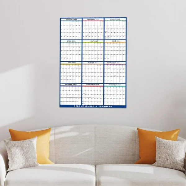 Calendario de Pared 2025 XXL – Planificador Anual Vertical u Horizontal 60x91 cm