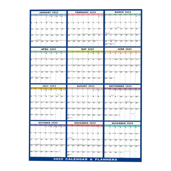 Calendario de Pared 2025 XXL – Planificador Anual Vertical u Horizontal 60x91 cm