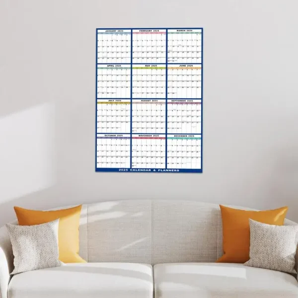Calendario de Pared 2025 XXL – Planificador Anual Vertical u Horizontal 60x91 cm