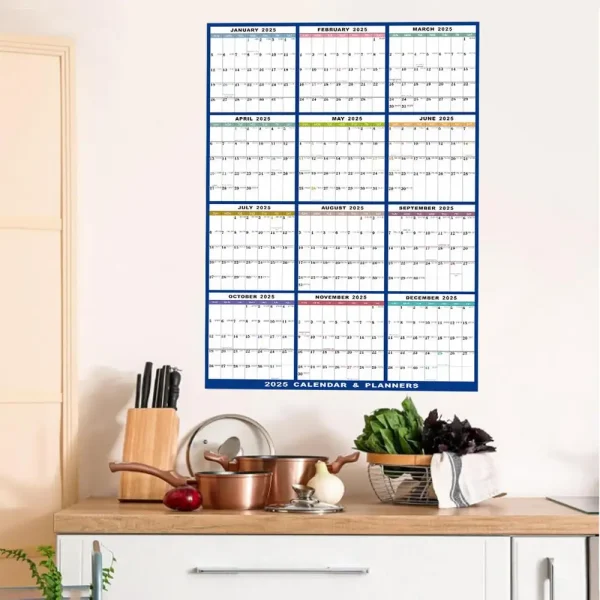 Calendario de Pared 2025 XXL – Planificador Anual Vertical u Horizontal 60x91 cm