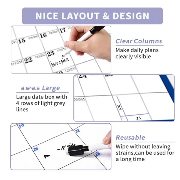 Calendario de Pared 2025 XXL – Planificador Anual Vertical u Horizontal 60x91 cm