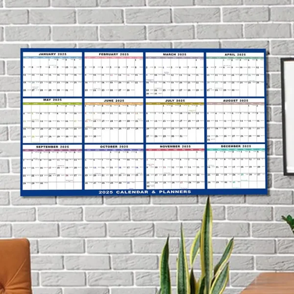 Calendario de Pared 2025 XXL – Planificador Anual Vertical u Horizontal 60x91 cm