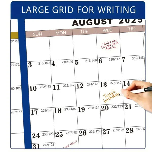 Calendario de Pared 2025 XXL – Planificador Anual Vertical u Horizontal 60x91 cm
