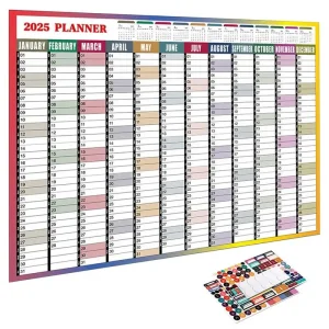 Calendario de Pared 2025 Reutilizable – Planificador Anual 74x52 cm con To-Do List y Agenda