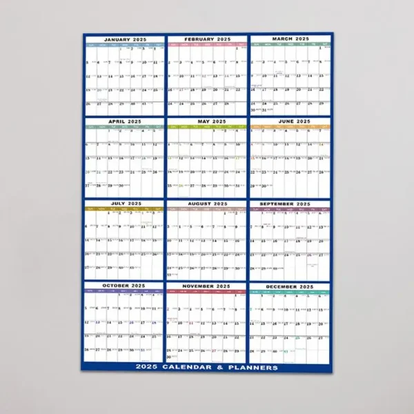 Calendario de Pared 2025 XXL – Planificador Anual Vertical u Horizontal 60x91 cm