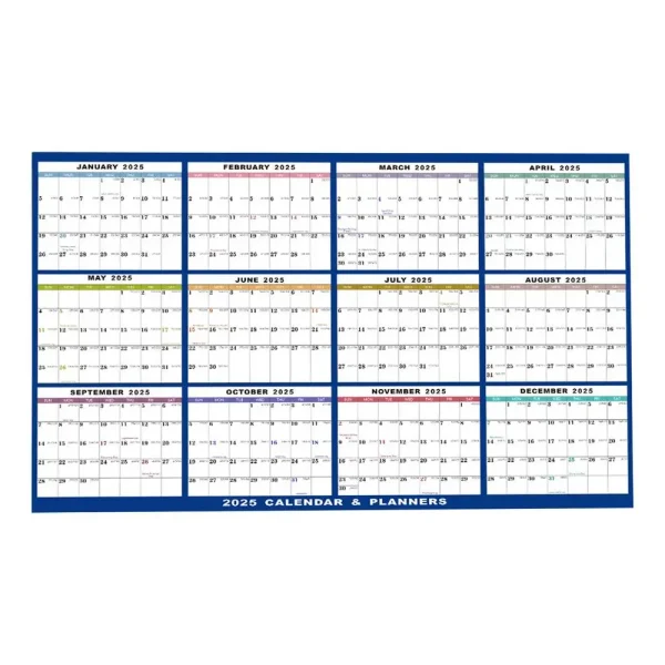 Calendario de Pared 2025 XXL – Planificador Anual Vertical u Horizontal 60x91 cm