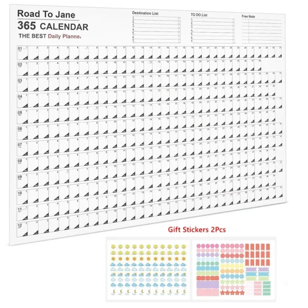 Calendario Kawaii 2025 de Pared – Planificador Anual 74x52 cm con To Do List y Agenda