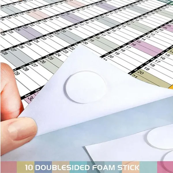 Calendario de Pared 2025 Reutilizable – Planificador Anual 74x52 cm con To-Do List y Agenda