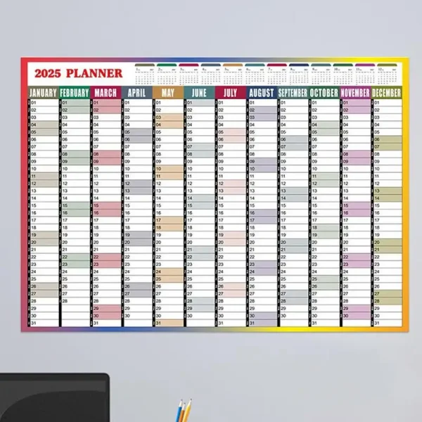 Calendario de Pared 2025 Reutilizable – Planificador Anual 74x52 cm con To-Do List y Agenda