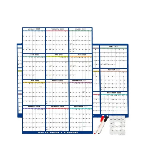 Calendario de Pared 2025 XXL – Planificador Anual Vertical u Horizontal 60x91 cm
