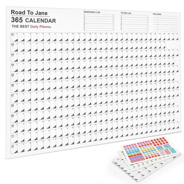 Calendario Kawaii 2025 de Pared – Planificador Anual 74x52 cm con To Do List y Agenda