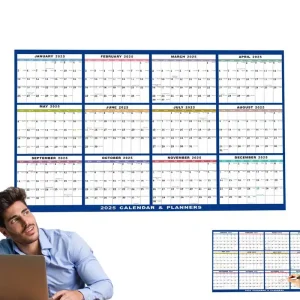 Calendario de Pared 2025 XXL – Planificador Anual Vertical u Horizontal 60x91 cm