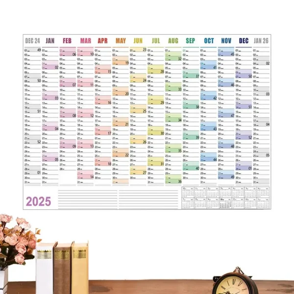 2025 365 Day Poster Calendar Annual Wall Calendar With Colored Stickers Wall Hanging Yearly Planner Monthly Home Accessories