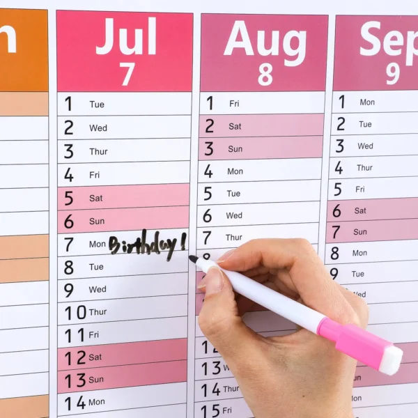 Annual Wall Calendar 2026 Dry Erase Laminated 12 Month Schedule With Pen Eraser Board Vertical Dry Erase Yearly Planner