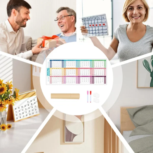 Annual Wall Calendar 2026 Dry Erase Laminated 12 Month Schedule With Pen Eraser Board Vertical Dry Erase Yearly Planner