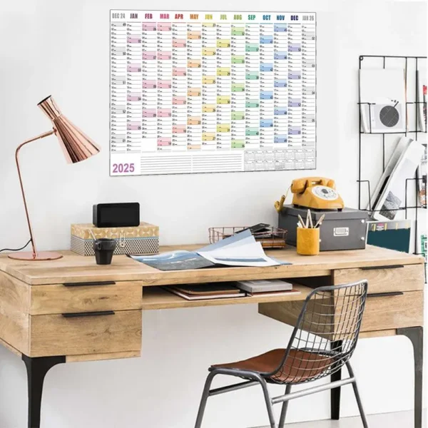 2025 365 Day Poster Calendar Annual Wall Calendar With Colored Stickers Wall Hanging Yearly Planner Monthly Home Accessories