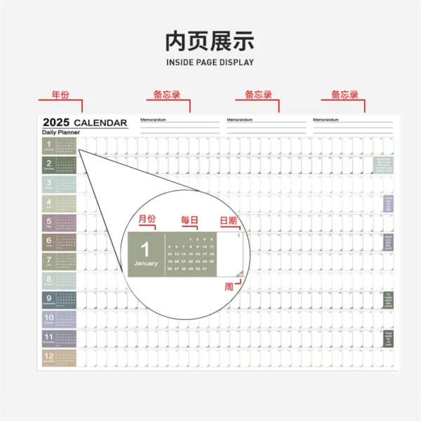 2025 2024 Calendar Planner Sheet Large Wall Calendar Kawaii To Do List Planner Target List Schedule Organizer Office Supplies