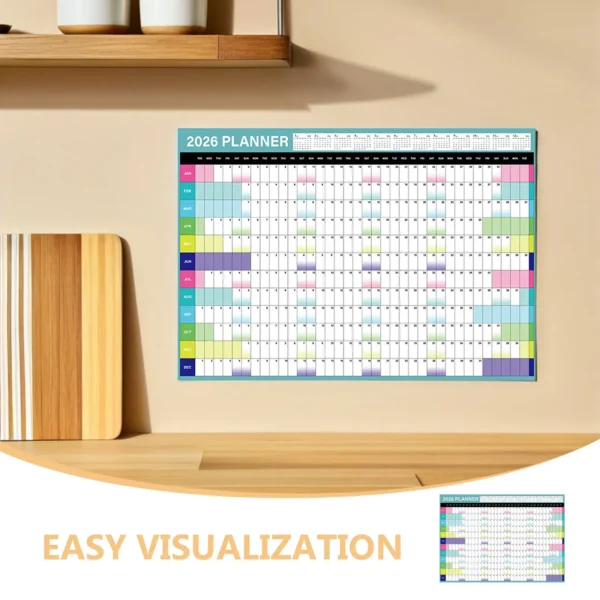 Yearly Wall Calendar Large 2026 Wall Calendar Poster 12 Month Paper Big Planner Monthly Giant Annual Planner For School