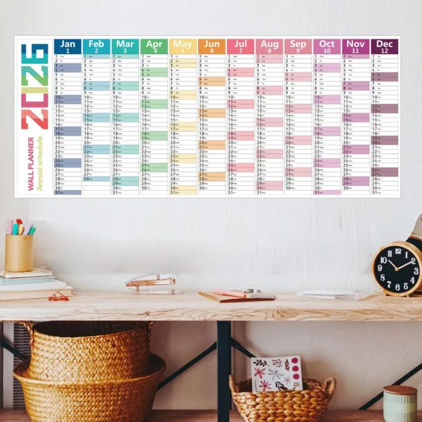 Annual Wall Calendar 2026 Dry Erase Laminated 12 Month Schedule With Pen Eraser Board Vertical Dry Erase Yearly Planner