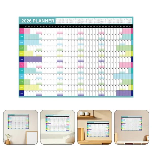 Yearly Wall Calendar Large 2026 Wall Calendar Poster 12 Month Paper Big Planner Monthly Giant Annual Planner For School