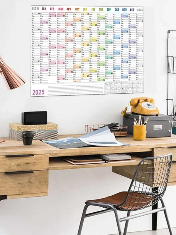 2025 365 Day Poster Calendar Annual Wall Calendar With Colored Stickers Wall Hanging Yearly Planner Monthly Home Accessories