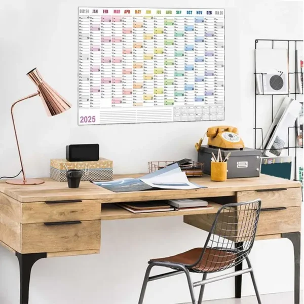 2025 365 Day Poster Calendar Annual Wall Calendar With Colored Stickers Wall Hanging Yearly Planner Monthly Home Accessories