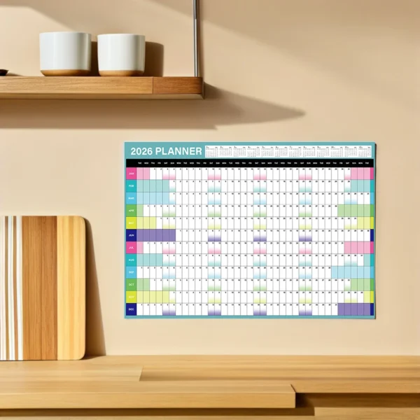 Yearly Wall Calendar Large 2026 Wall Calendar Poster 12 Month Paper Big Planner Monthly Giant Annual Planner For School