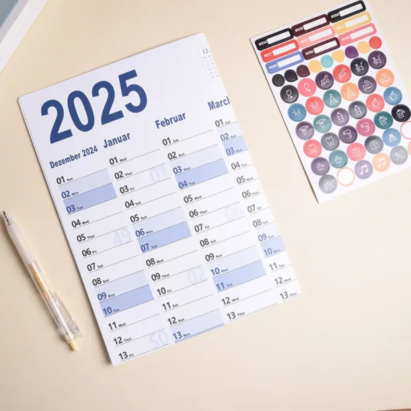 2025 2024 Calendar Planner Sheet Large Wall Calendar Kawaii To Do List Planner Target List Schedule Organizer Office Supplies