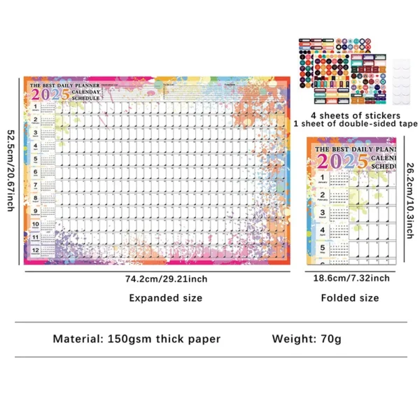 2025 2024 Calendar Planner Sheet Large Wall Calendar Kawaii To Do List Planner Target List Schedule Organizer Office Supplies