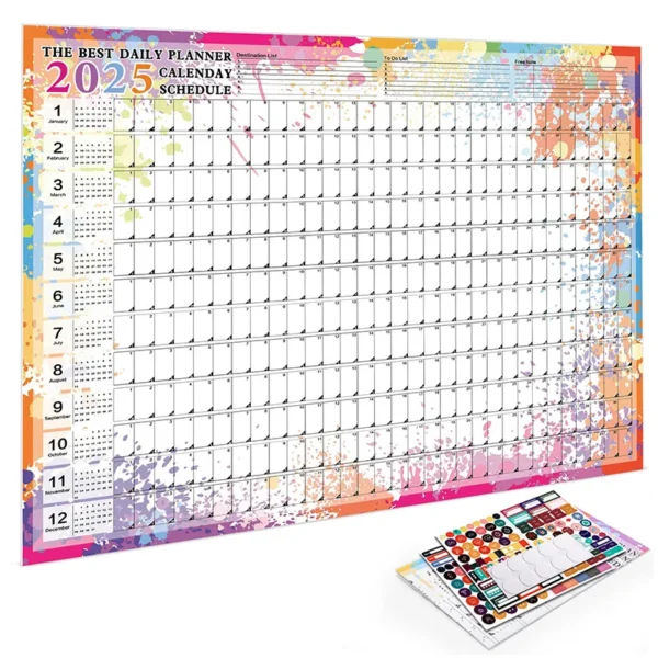2025 2024 Calendar Planner Sheet Large Wall Calendar Kawaii To Do List Planner Target List Schedule Organizer Office Supplies