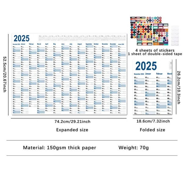 2025 2024 Calendar Planner Sheet Large Wall Calendar Kawaii To Do List Planner Target List Schedule Organizer Office Supplies