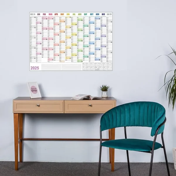 2025 365 Day Poster Calendar Annual Wall Calendar With Colored Stickers Wall Hanging Yearly Planner Monthly Home Accessories