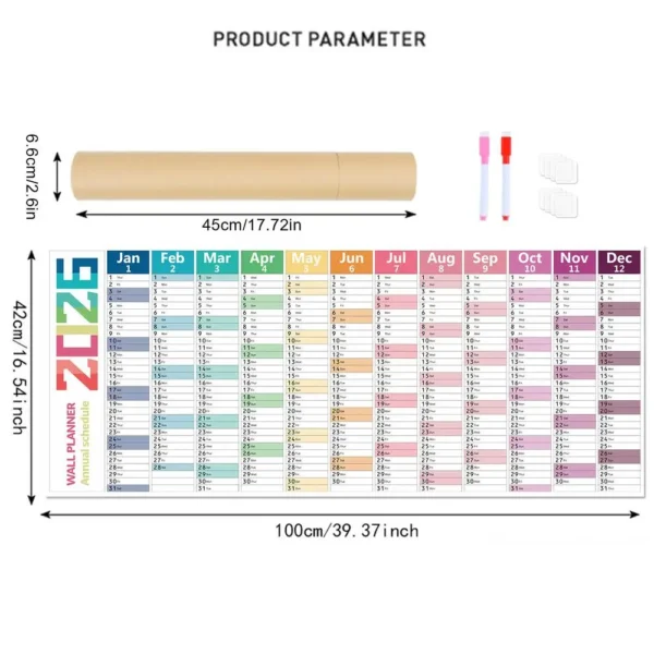 Annual Wall Calendar 2026 Dry Erase Laminated 12 Month Schedule With Pen Eraser Board Vertical Dry Erase Yearly Planner